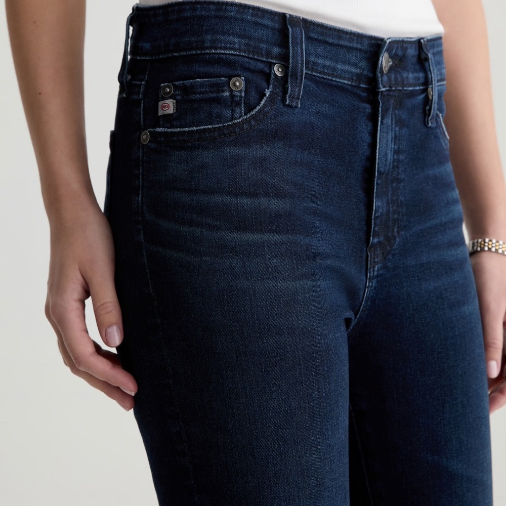 Ag Adriano Goldschmmied Dark Indigo High-Rise Cropped Jeans